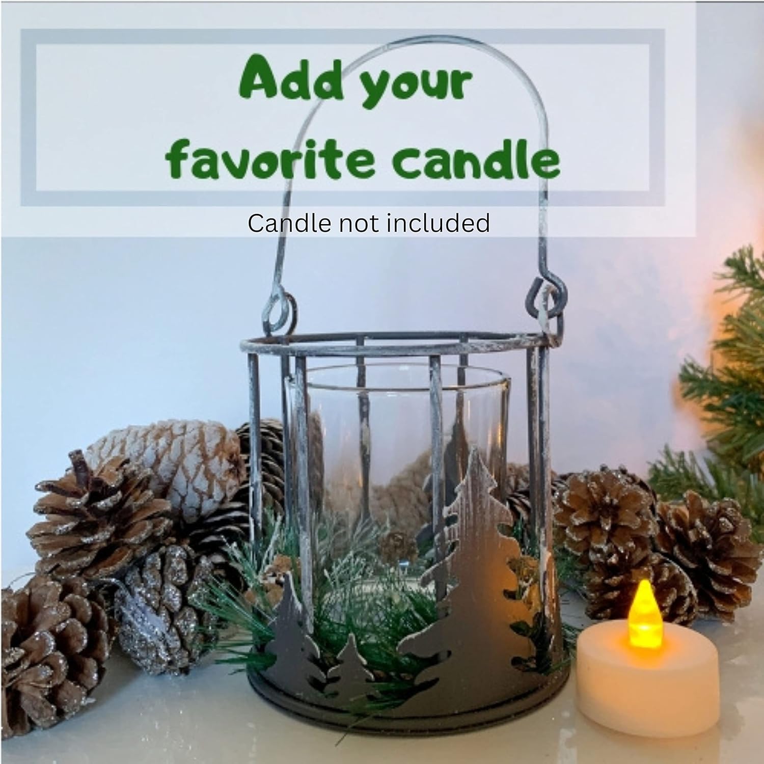 Cozy Christmas Candle Holder with Pinecones Greenery - 85inch