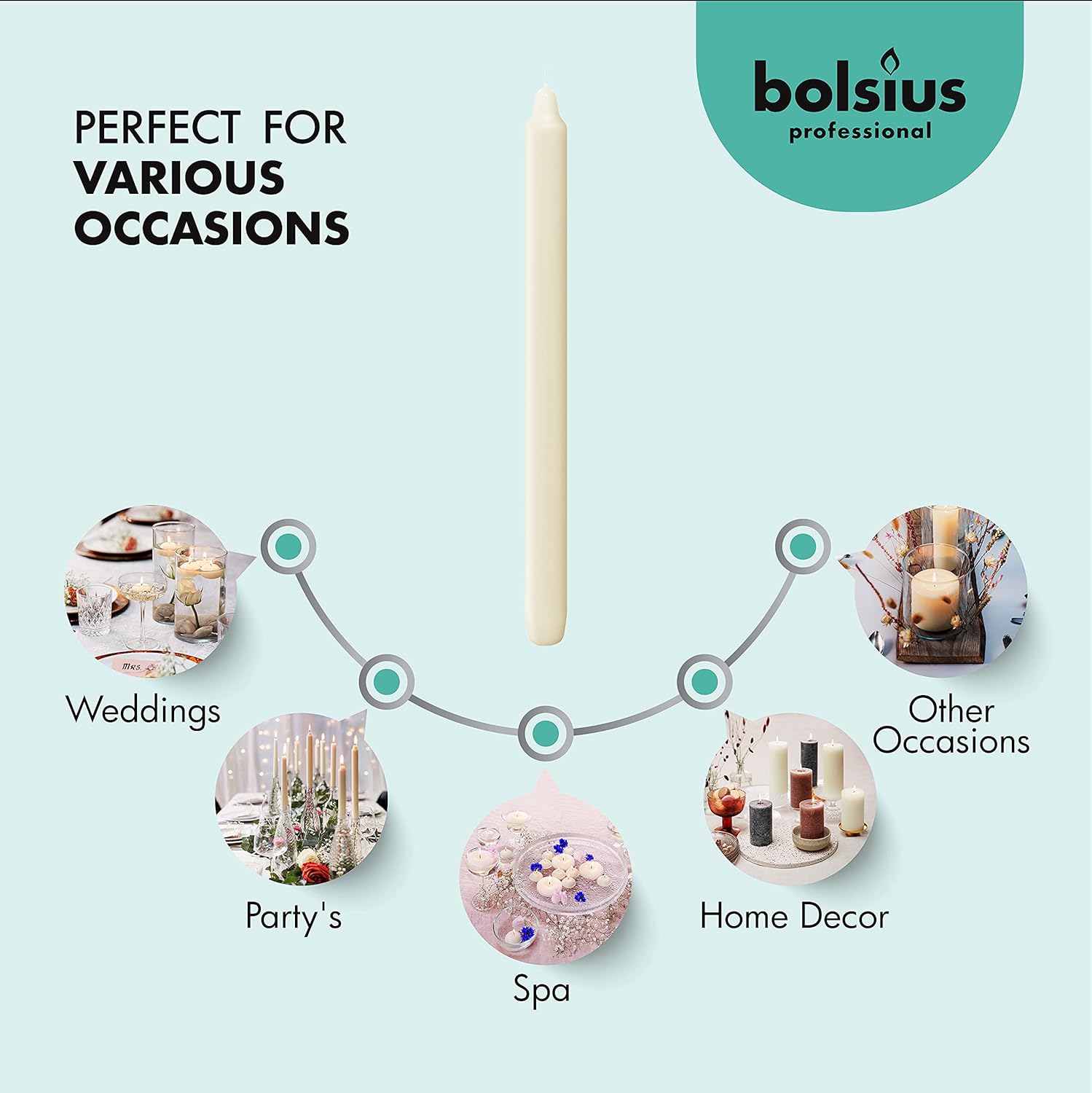 BOLSIUS Ivory Candlesticks Bulk Pack 50 Count