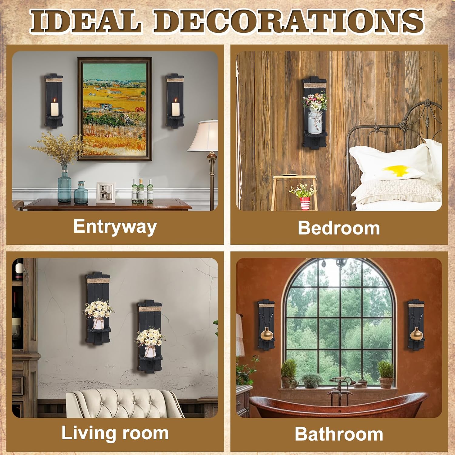 Vibrant farmhouse wall decor candle scones