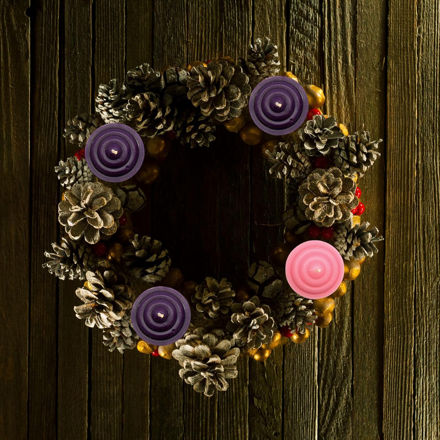 Beautiful Advent Wreath Votive Candle Set for Fall Christmas
