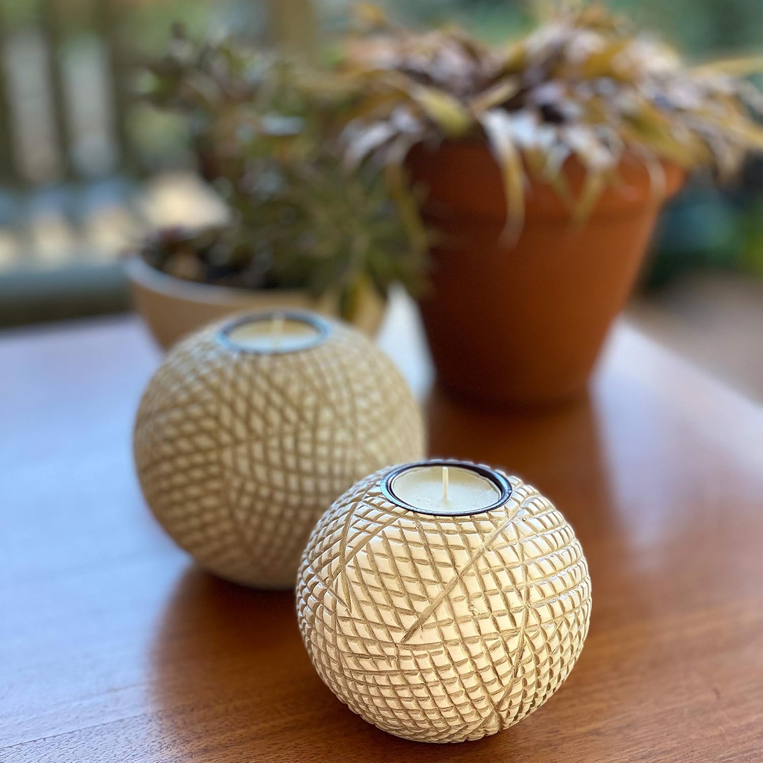 Huey House Luca Orb Candle Holders Gift Box Set of 2 1