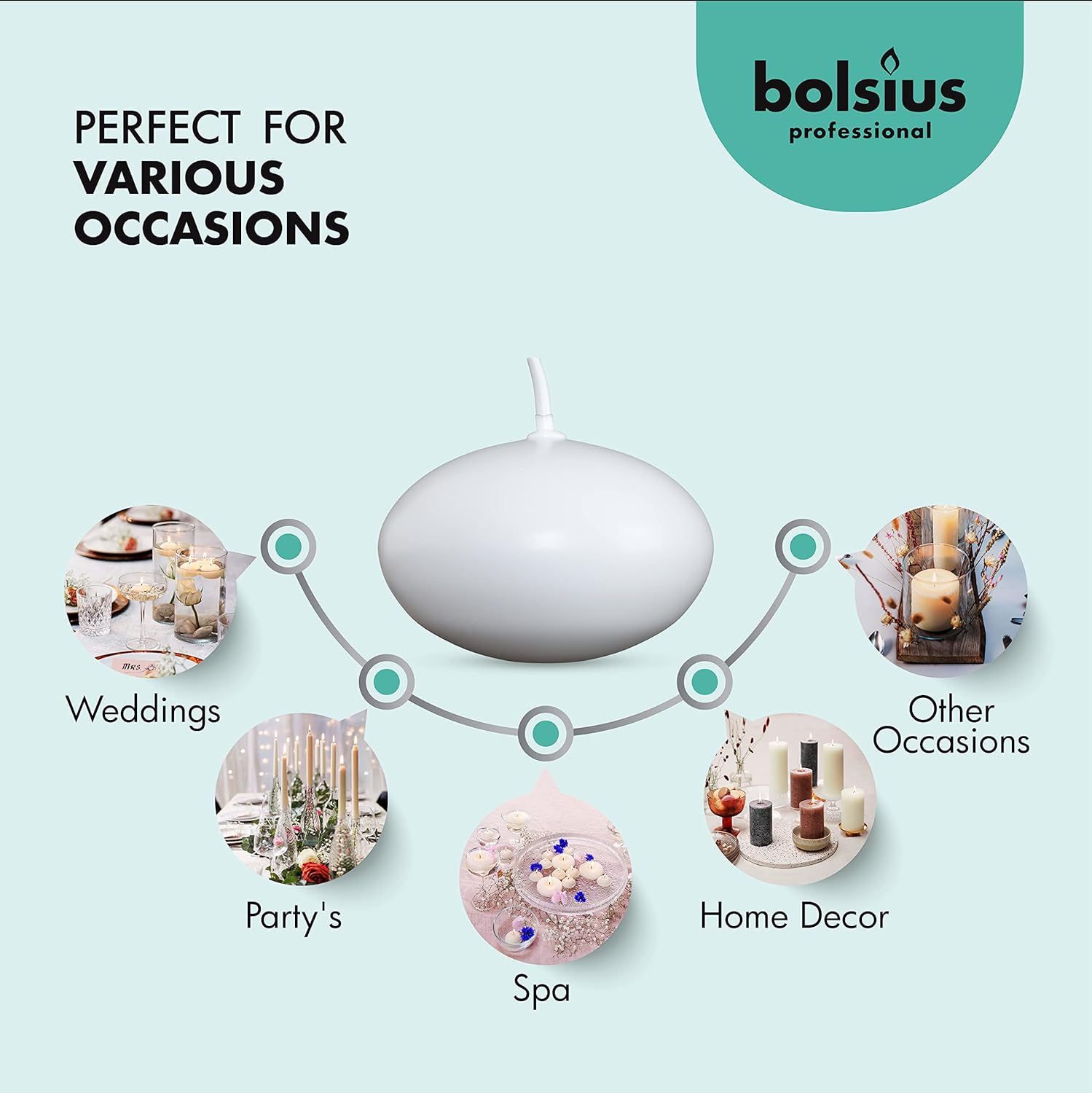 BOLSIUS 175 White Floating Candles Set of 40 - Elegant Party Accessories