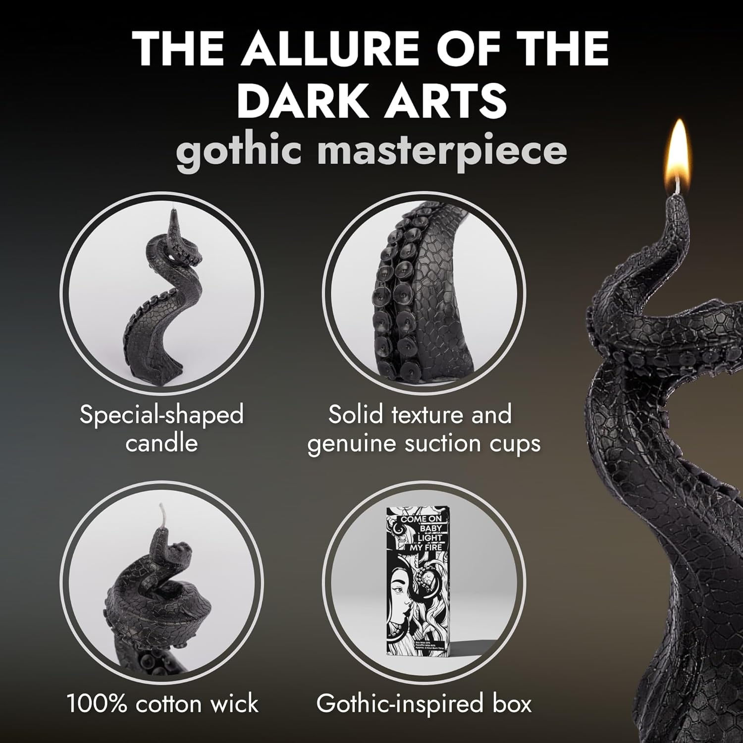 Beyond Spooky Lidy Black Candle Octopus Tentacle