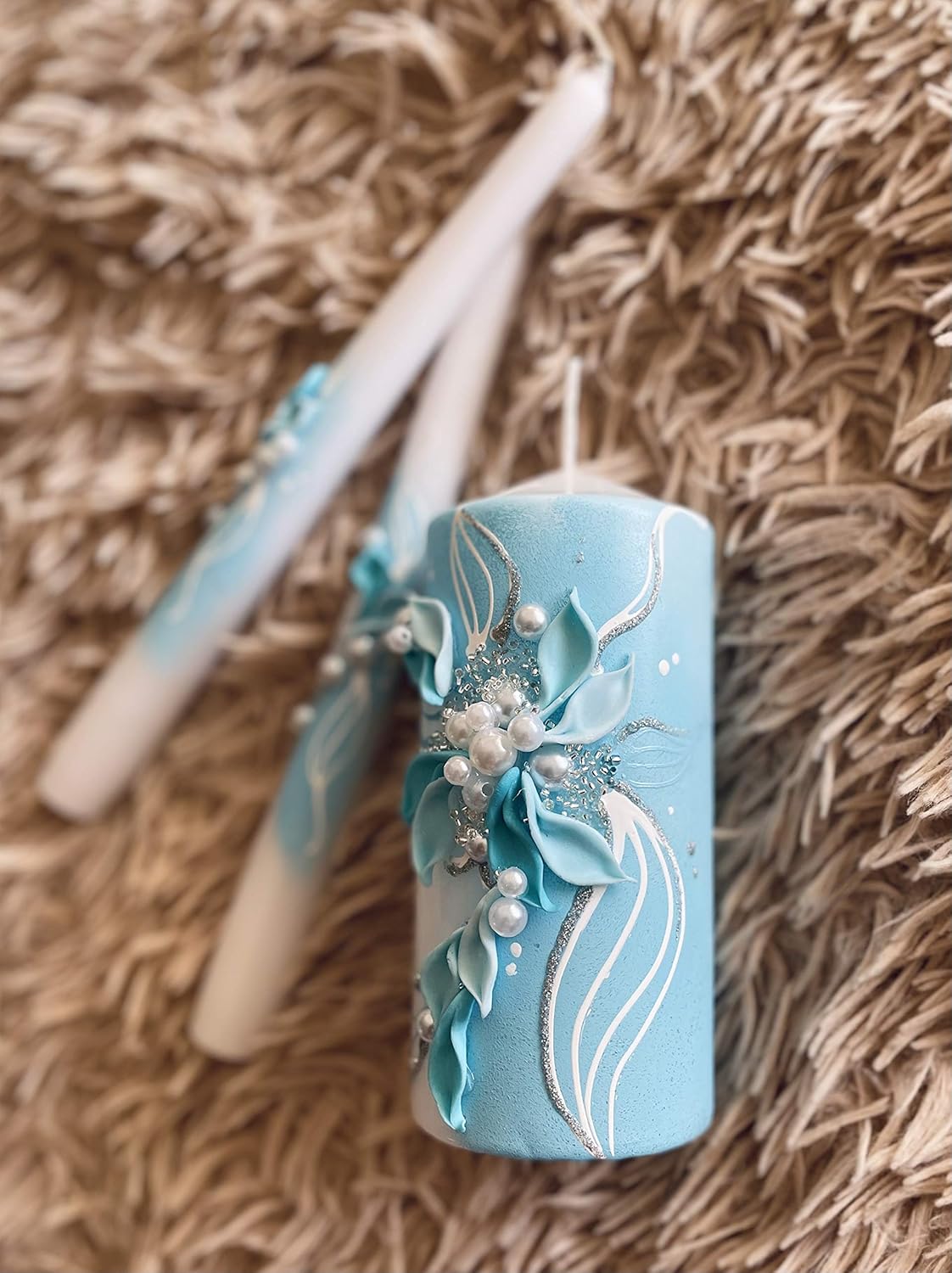Turquoise Candle Set for Weddings