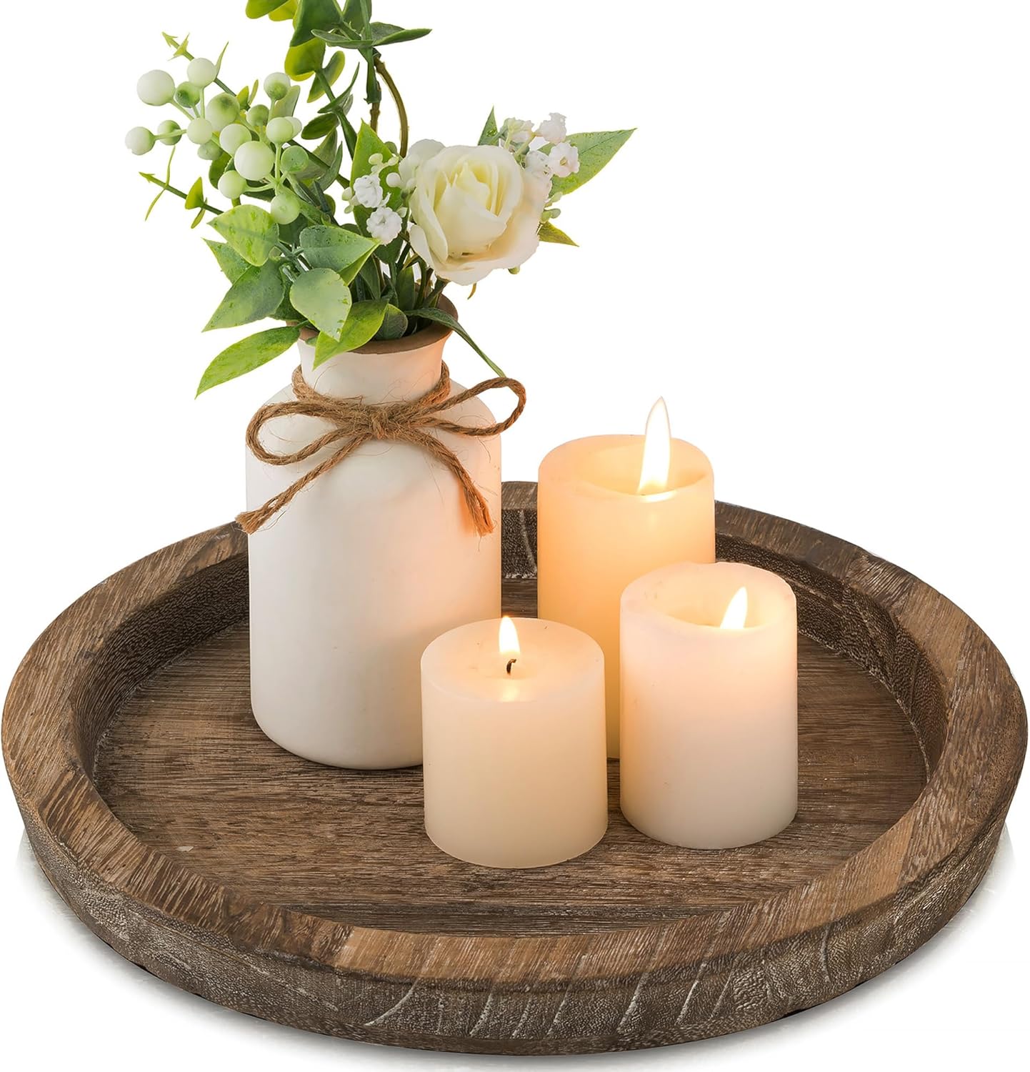 Rustic Wood Table Centerpiece Candle Holder 11x11