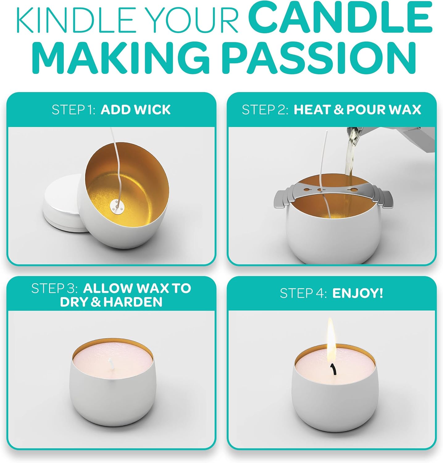 24-Pack Candle Jars for DIY - Easy Lightweight Durable