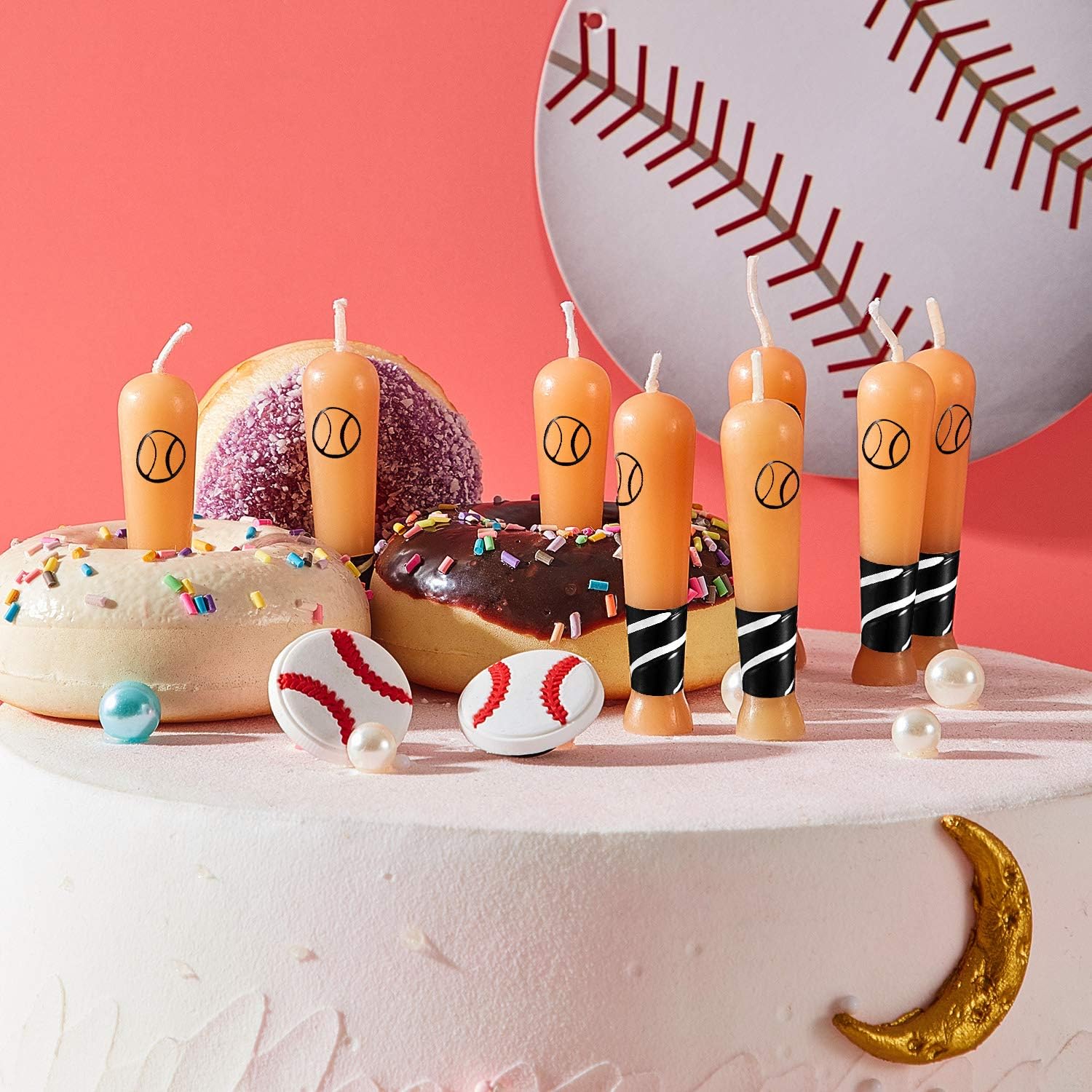 BBTO 18-Piece Baseball Bat Candle for Birthdays Parties