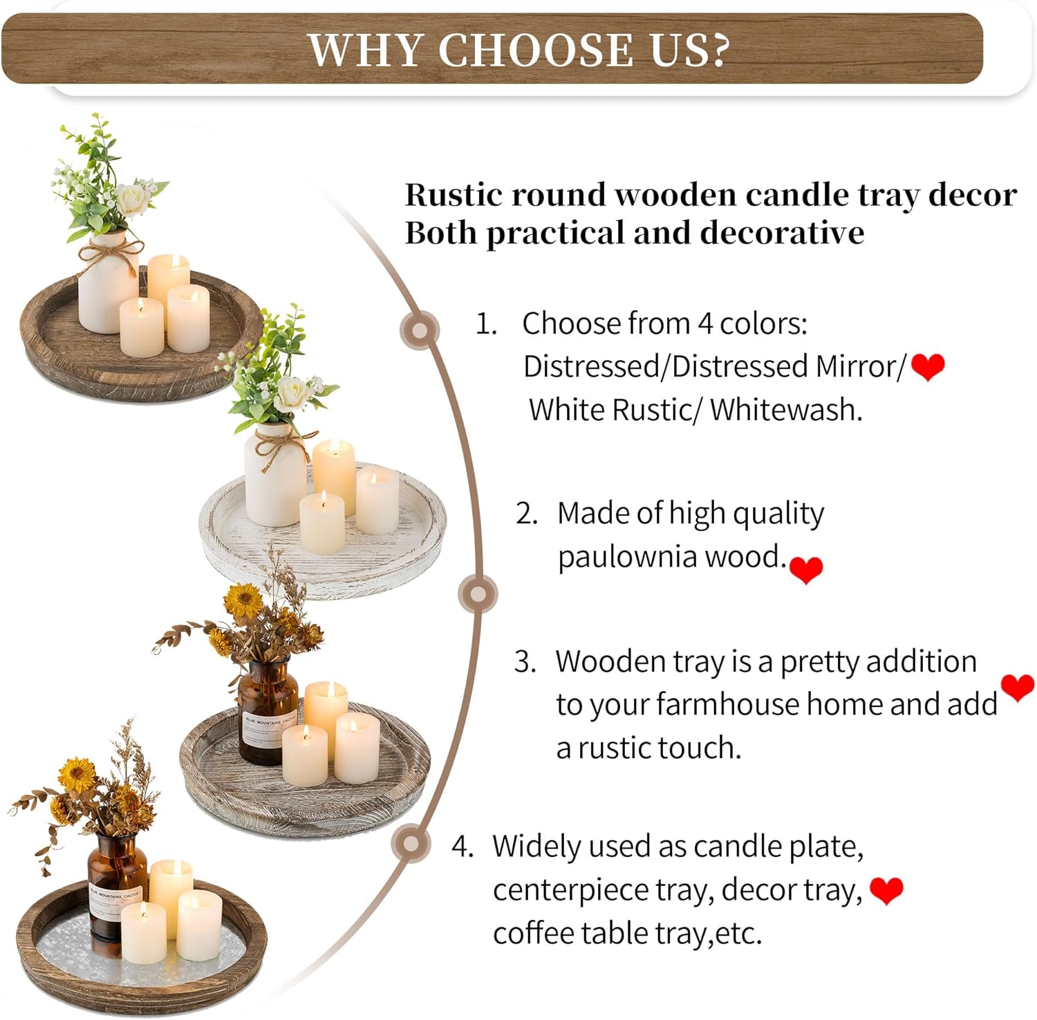 Rustic Wood Table Centerpiece Candle Holder 11x11