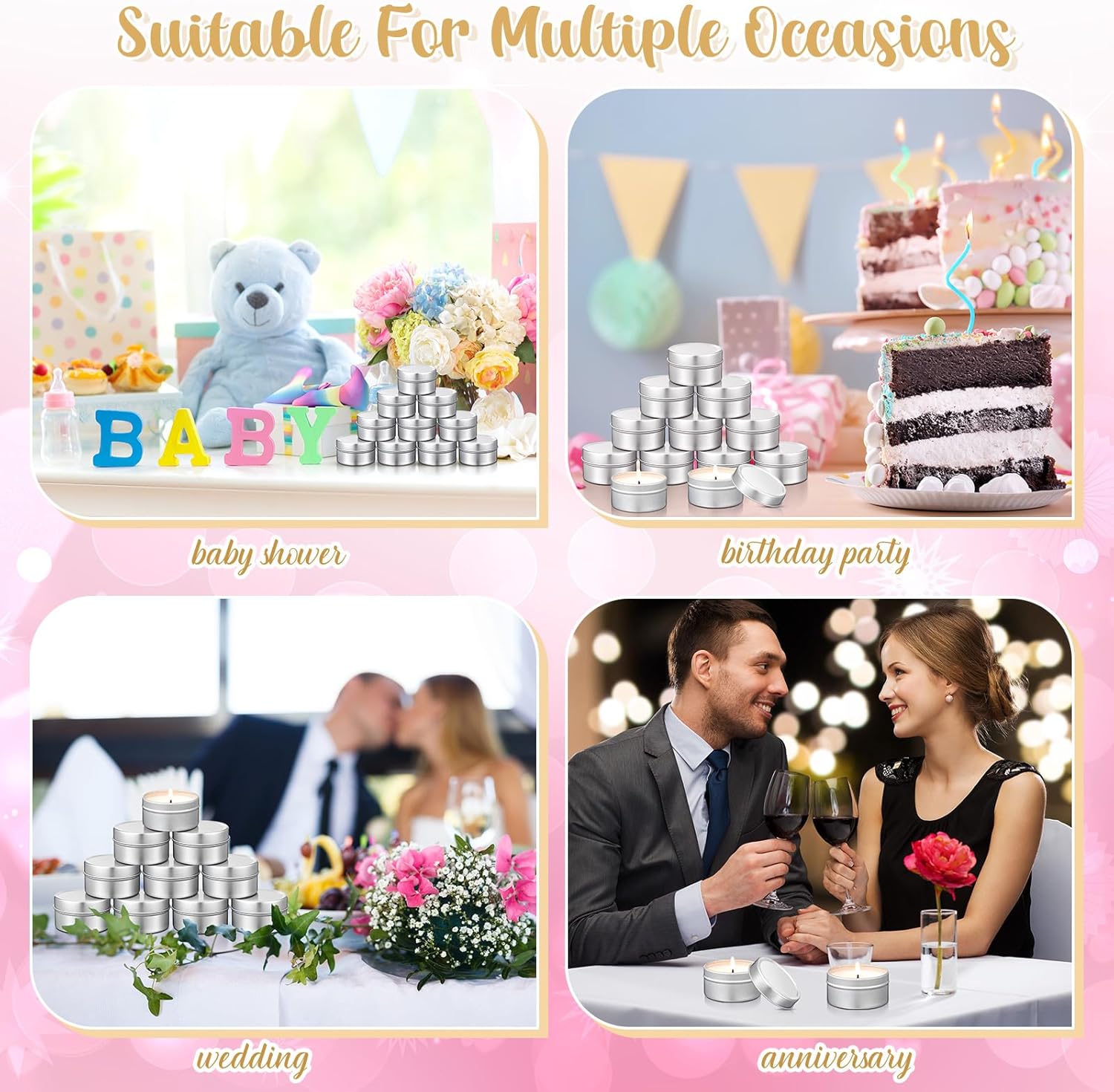 24 Mini Candles for DIY Baby ShowersWeddings