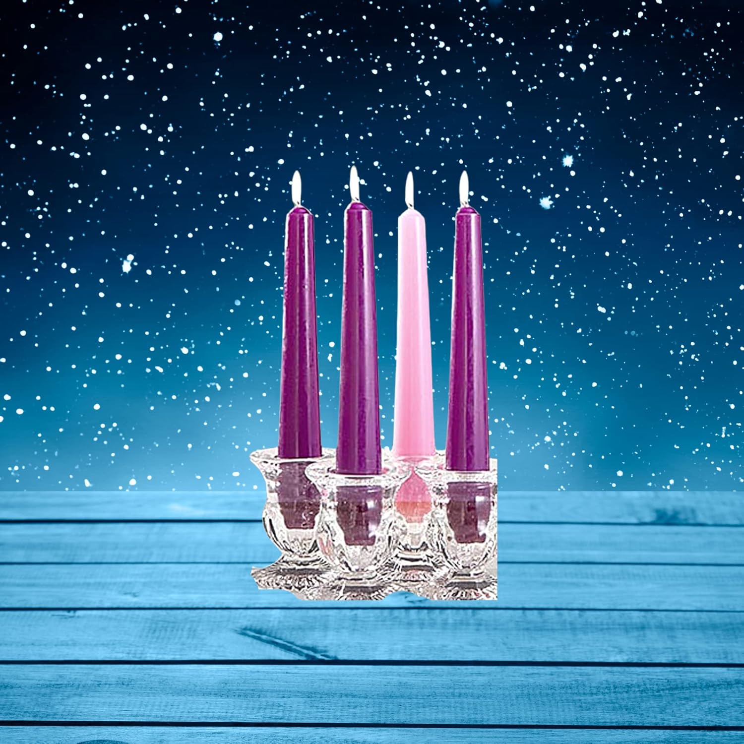 Christmas Advent Taper Candle Set - 3 Purple 1 Pink Wreath Accessories