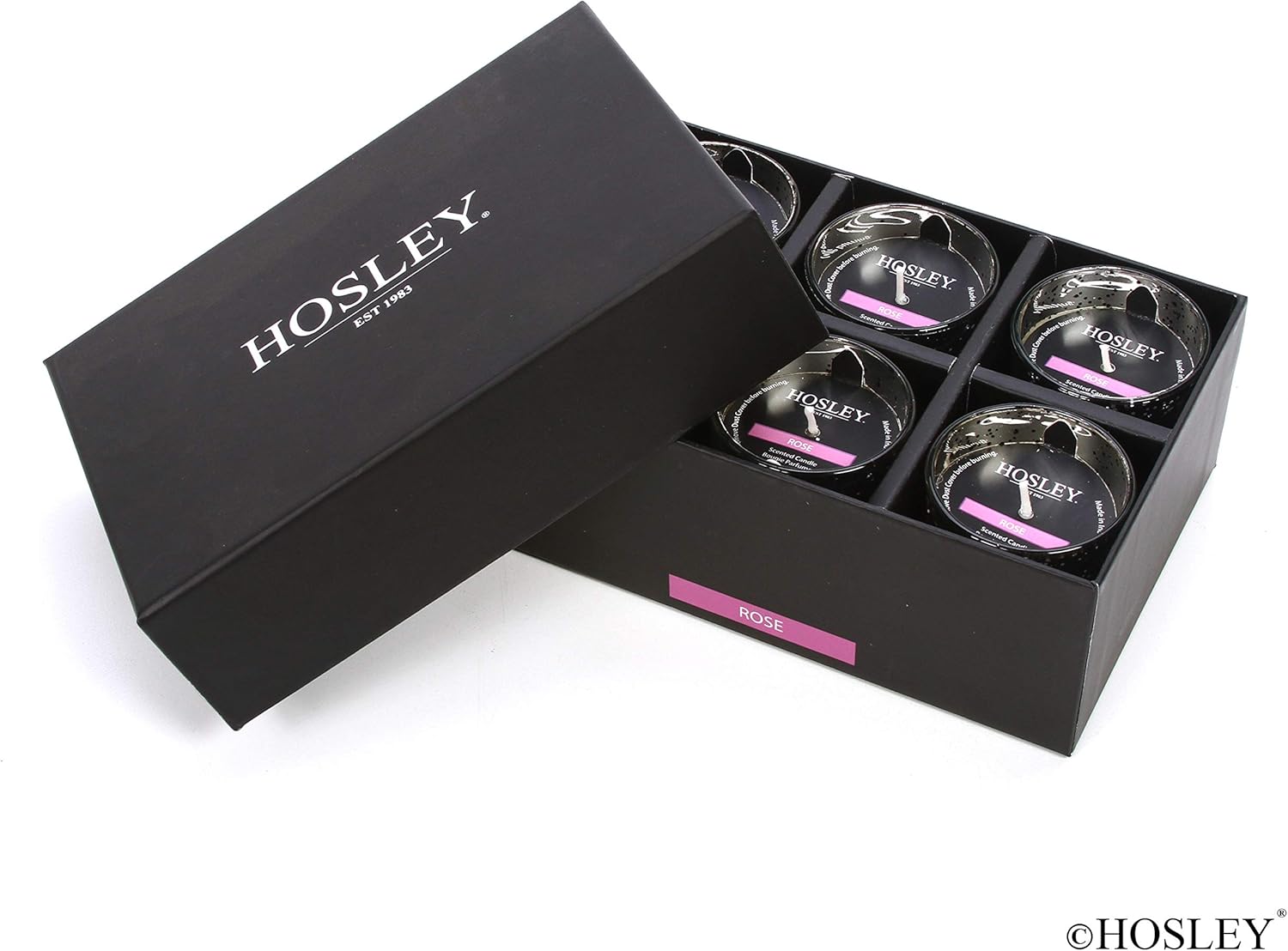Hosley Premium Scented Glass Filled Votive Candles 6-Pack Rose