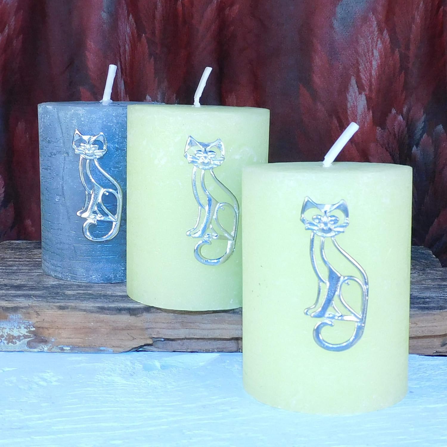 Cat Lends a Hand Fine Pewter Set of 3 Candle Pins
