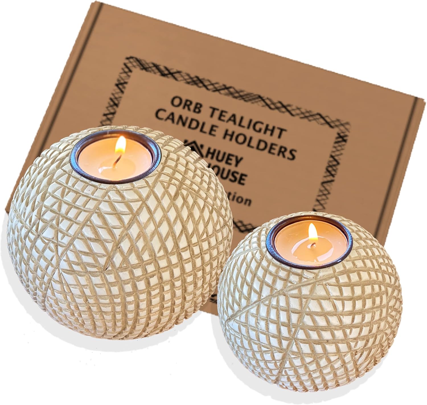 Huey House Luca Orb Candle Holders Gift Box Set of 2 1