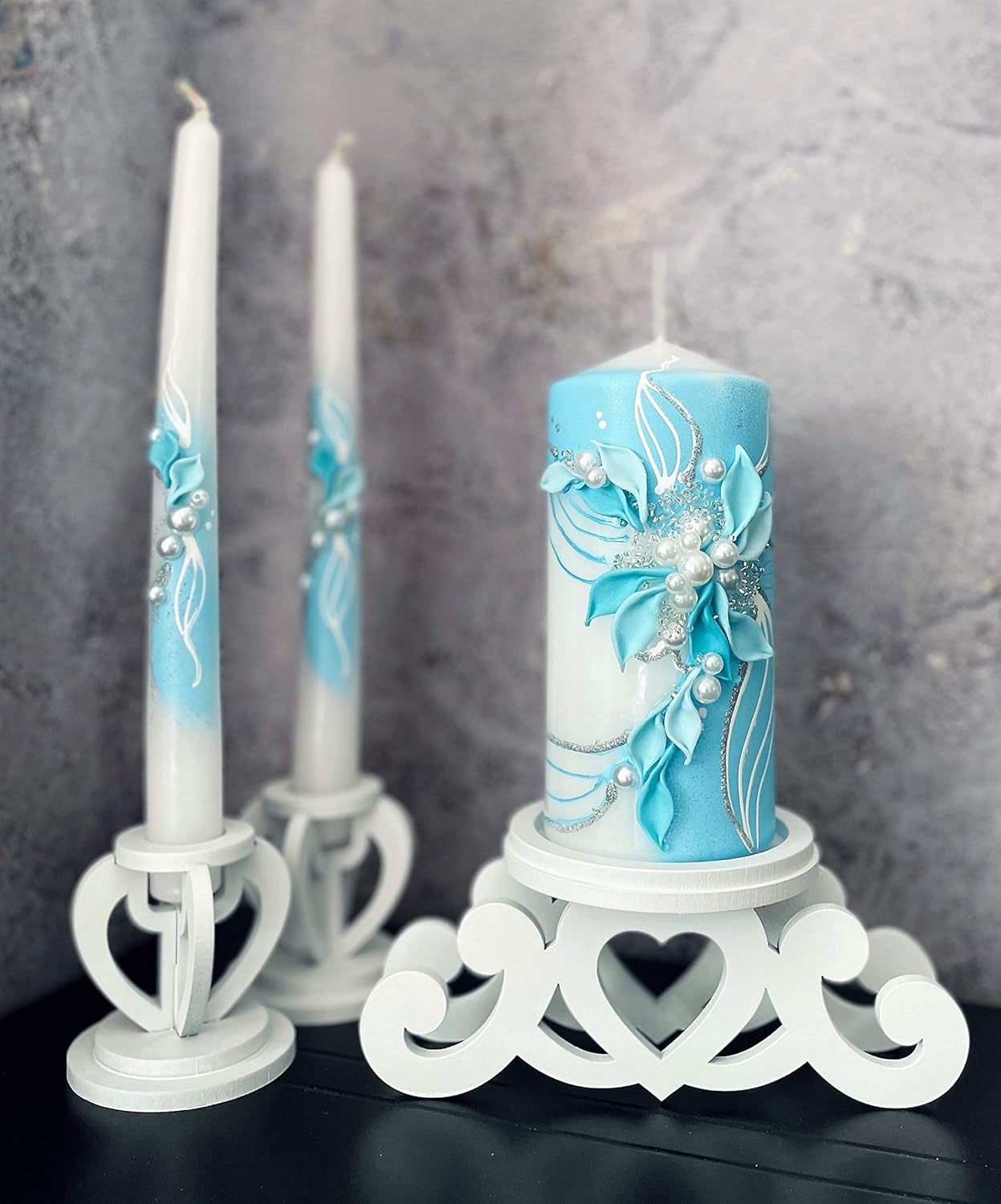 Turquoise Candle Set for Weddings