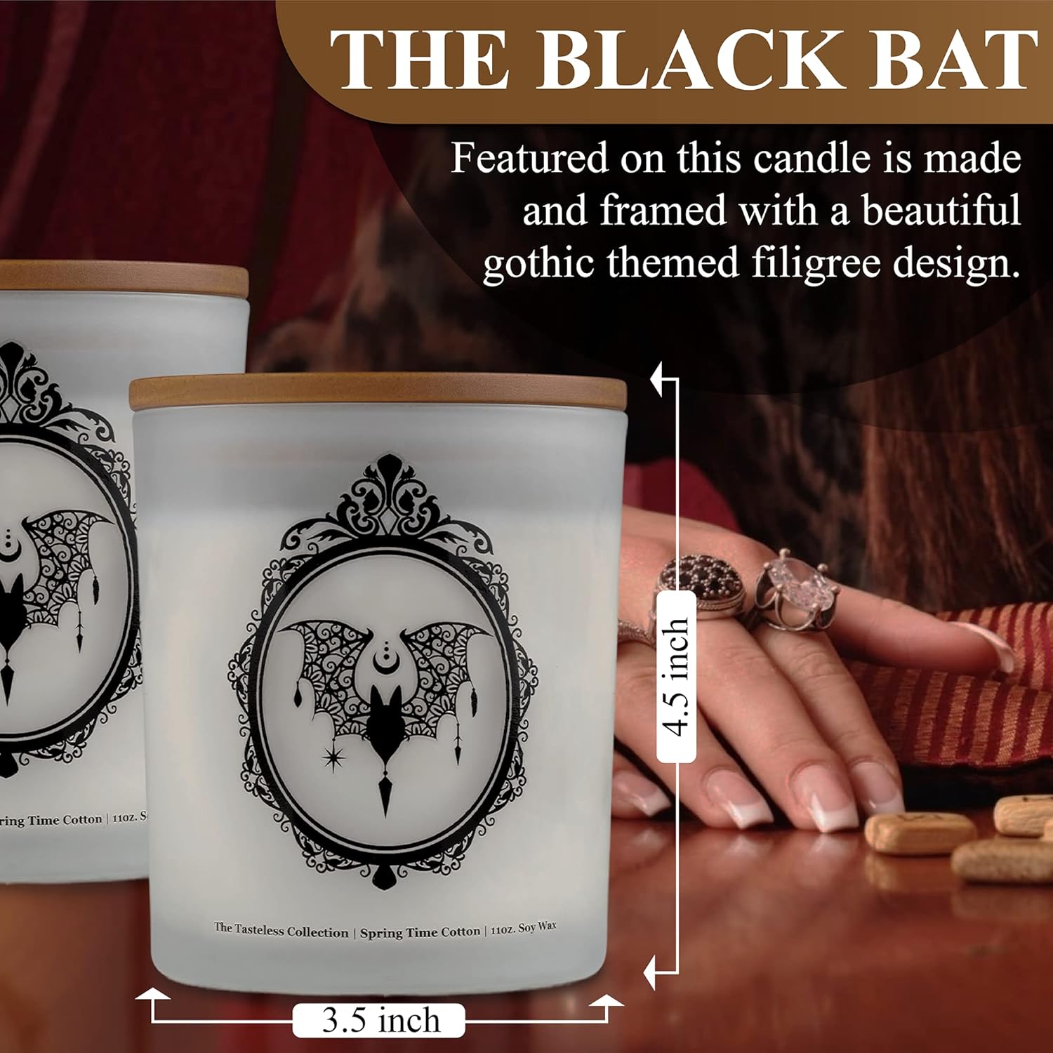 Gothic Handle Black Bat Candle