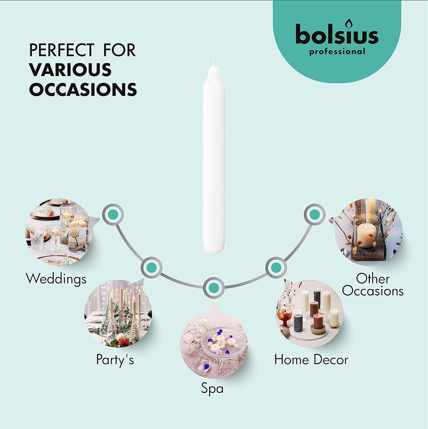 BOLSIUS Long Burning White Taper Candlepack