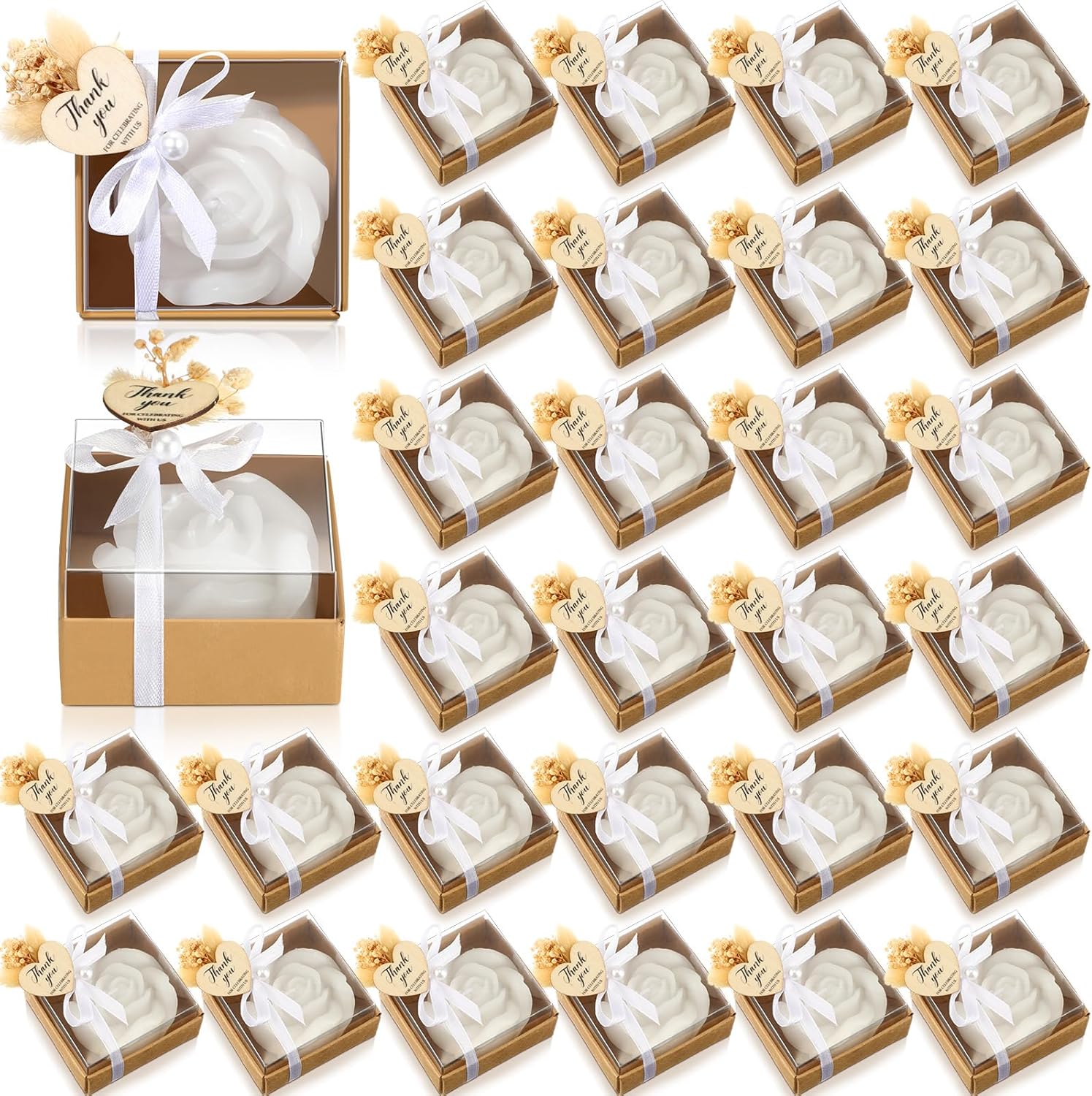 Threlaco Wedding Rose Candles Favor Bulk 50 Sets