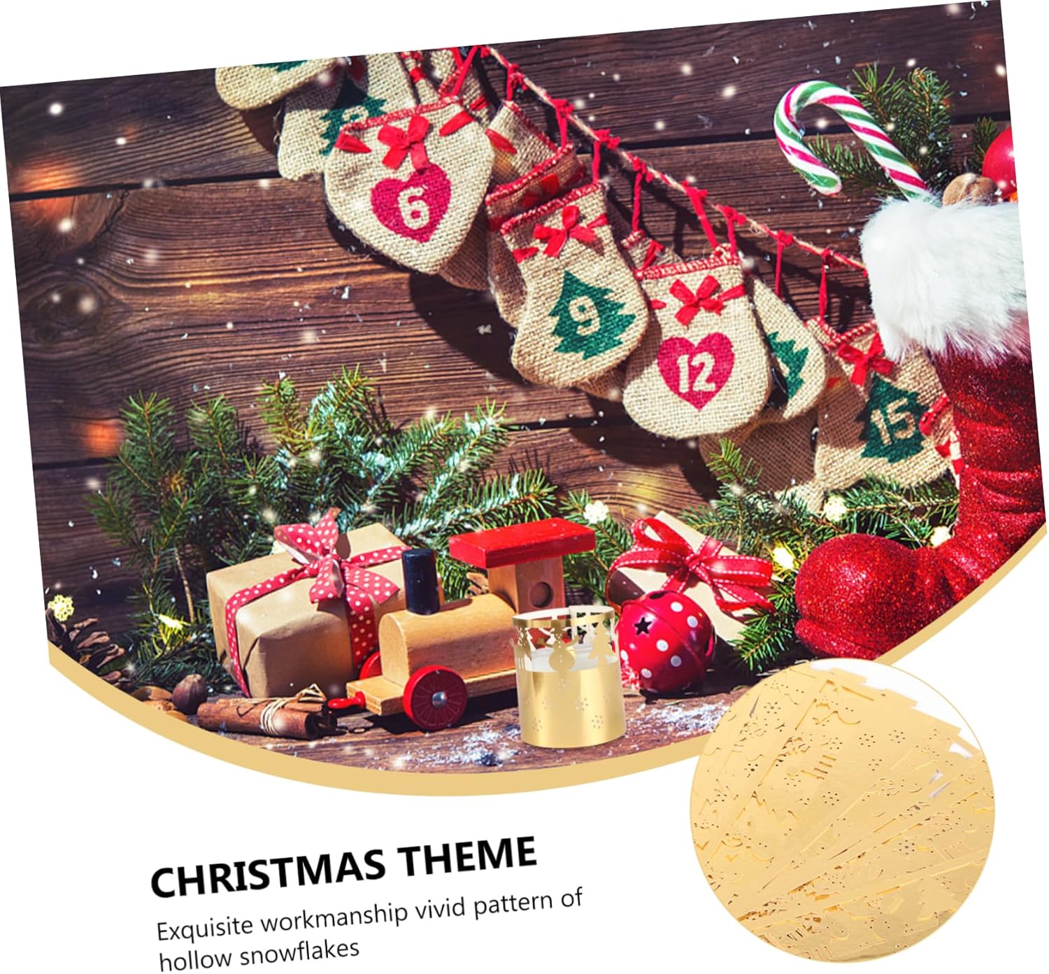 Ciieeo 50 Pcs Gold Christmas Candle Lampshade Decor