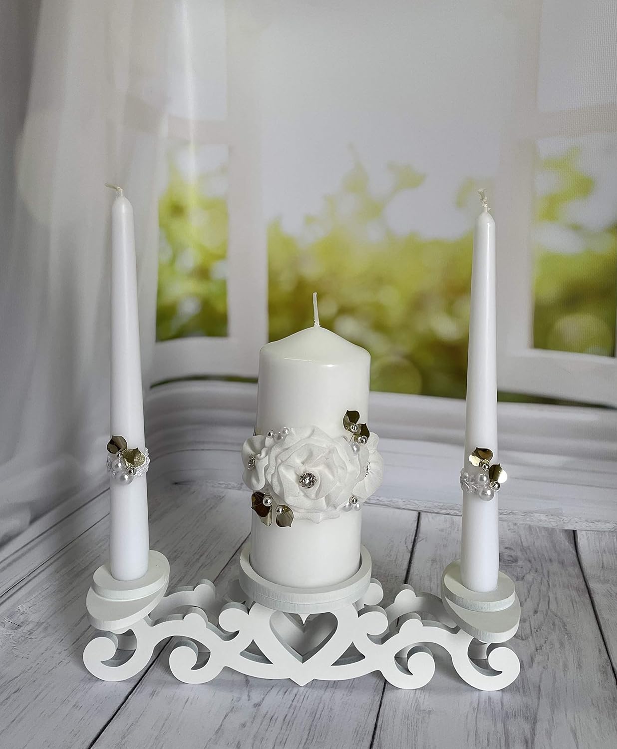 Magik Life Unity Candle Holder Set with Heart