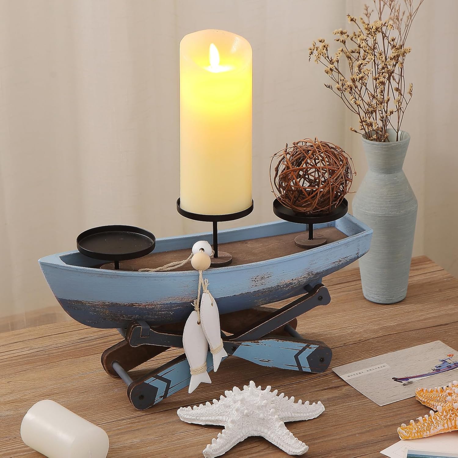 Nauti Boat Candle Holder Decor