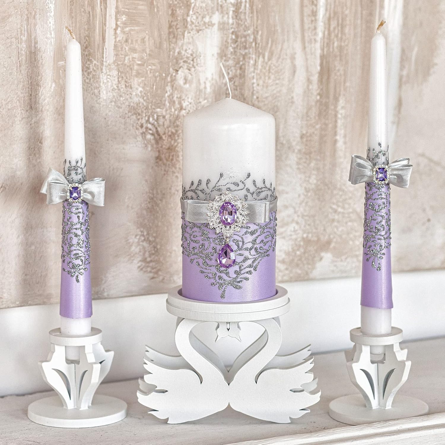 VABA Purple Unity Candle Set
