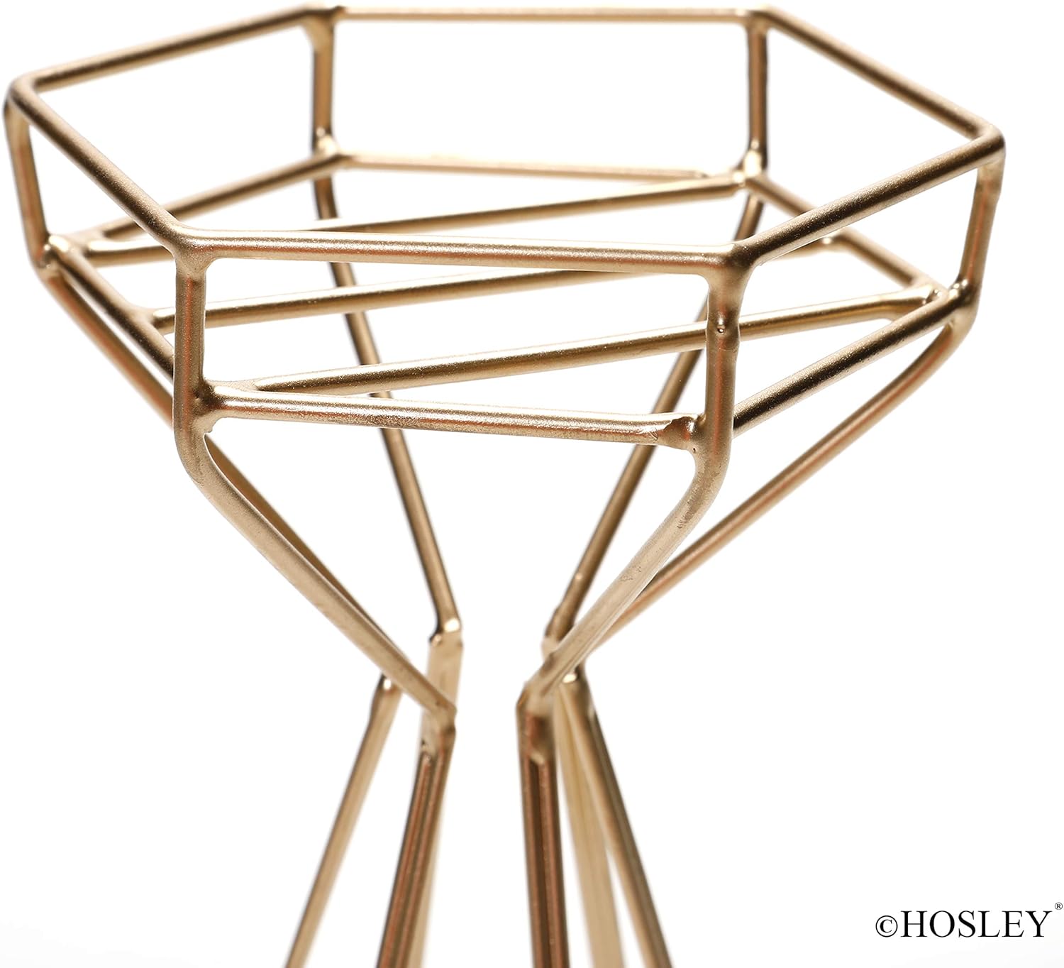 Hosley Gold Iron Wire Pillar Candle Holder Set