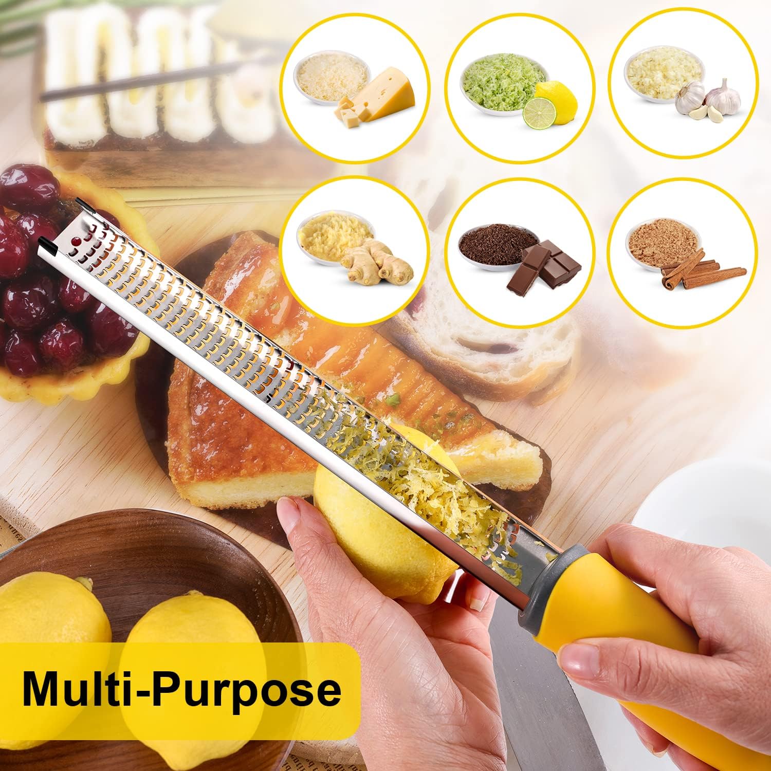 Professional Stainless Steel Lemon Zester Grater with Handle - dishwasher safe