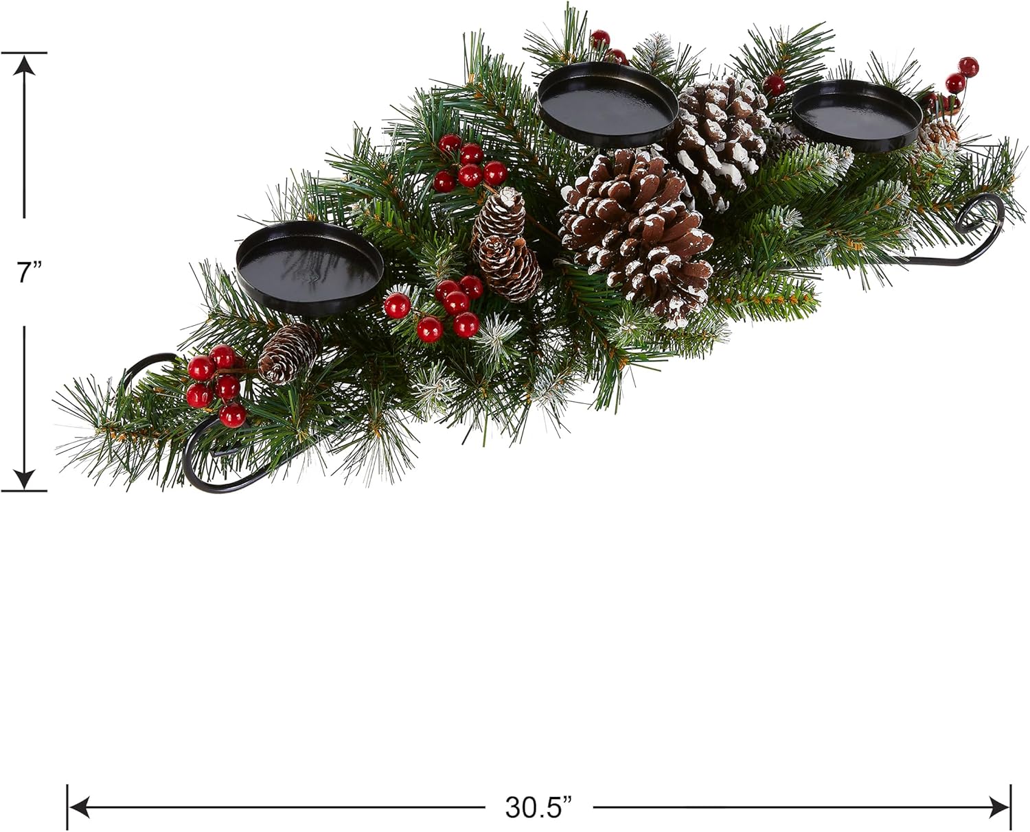 Festive Christmas Centerpiece with 3 Candle Holders