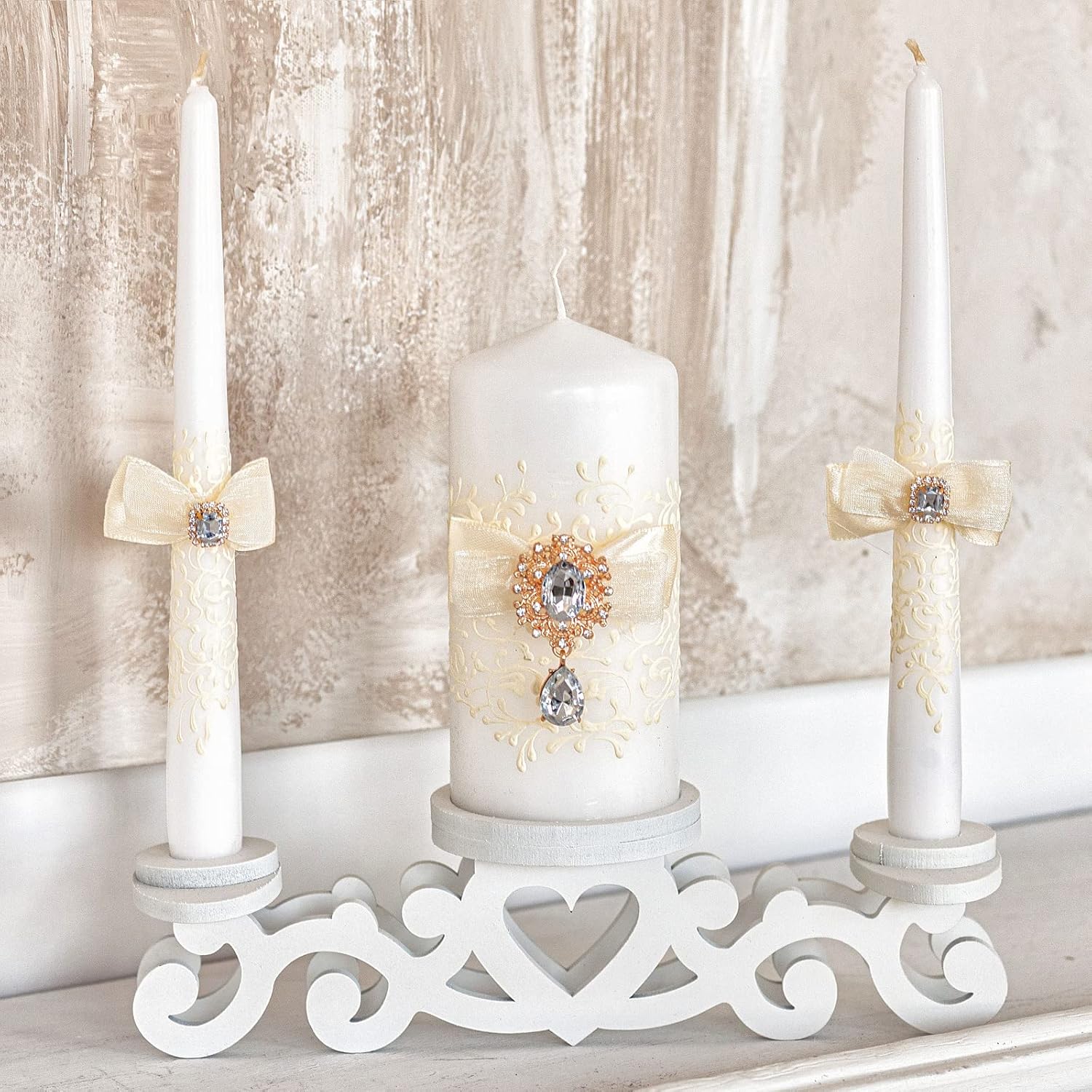 VABA 106 Taper Pillar Unity Candle Set for Weddings