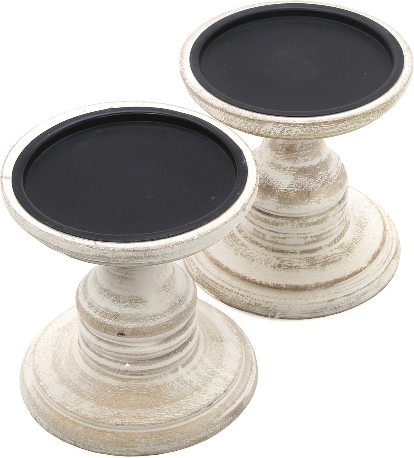 Hosleys 2-Piece White Wood Pillar Holders - Aromatherapy Wedding Gift Set