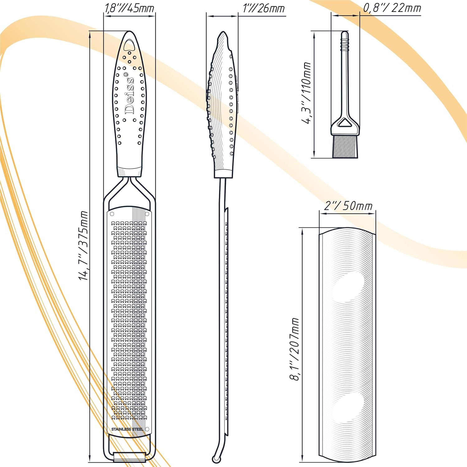 Deiss PRO Lemon Zester Cheese Grater