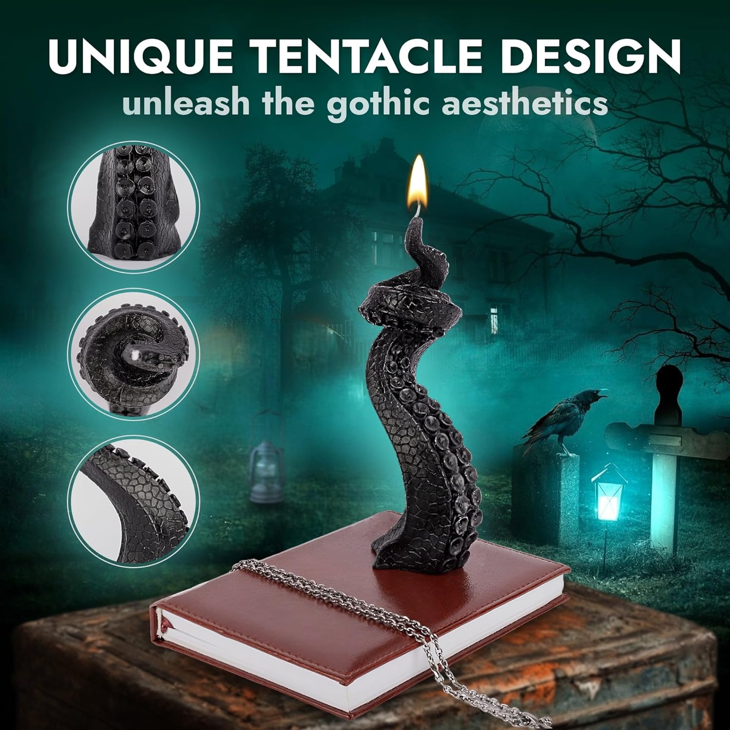 Beyond Spooky Lidy Black Candle Octopus Tentacle