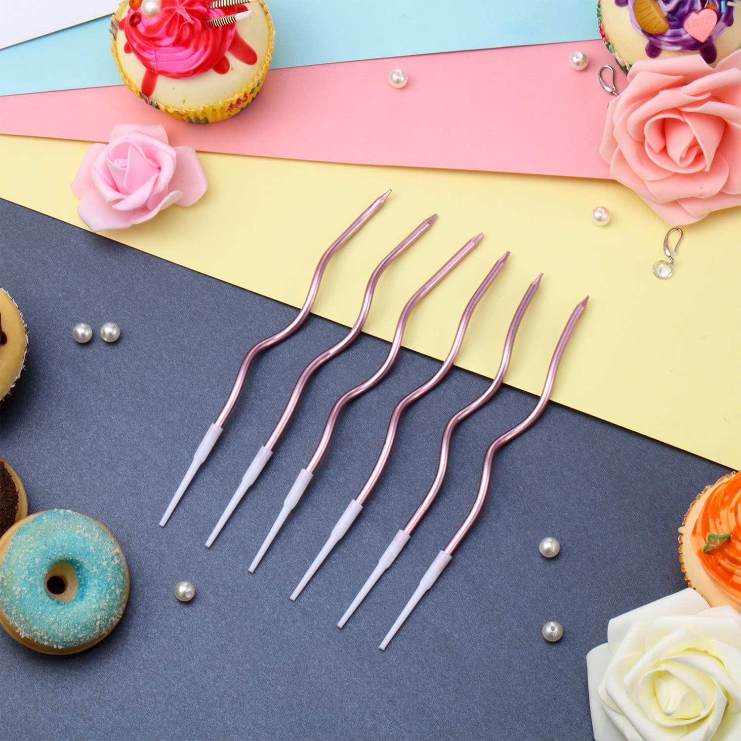 Twisted Birthday Candles with Holders
