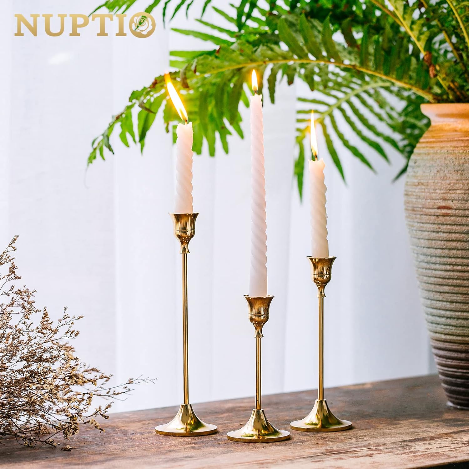 Brass Gold Candlestick Holders Set