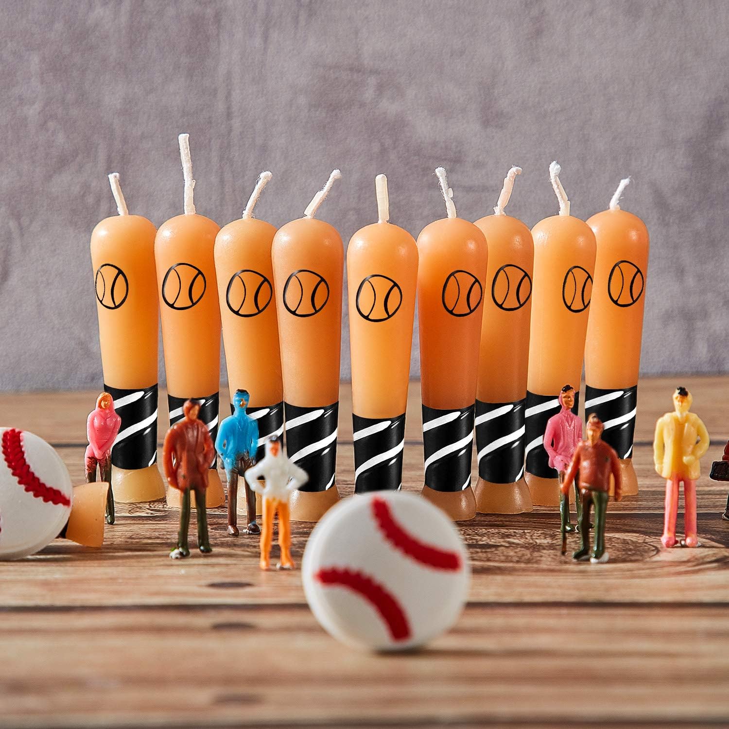 BBTO 18-Piece Baseball Bat Candle for Birthdays Parties