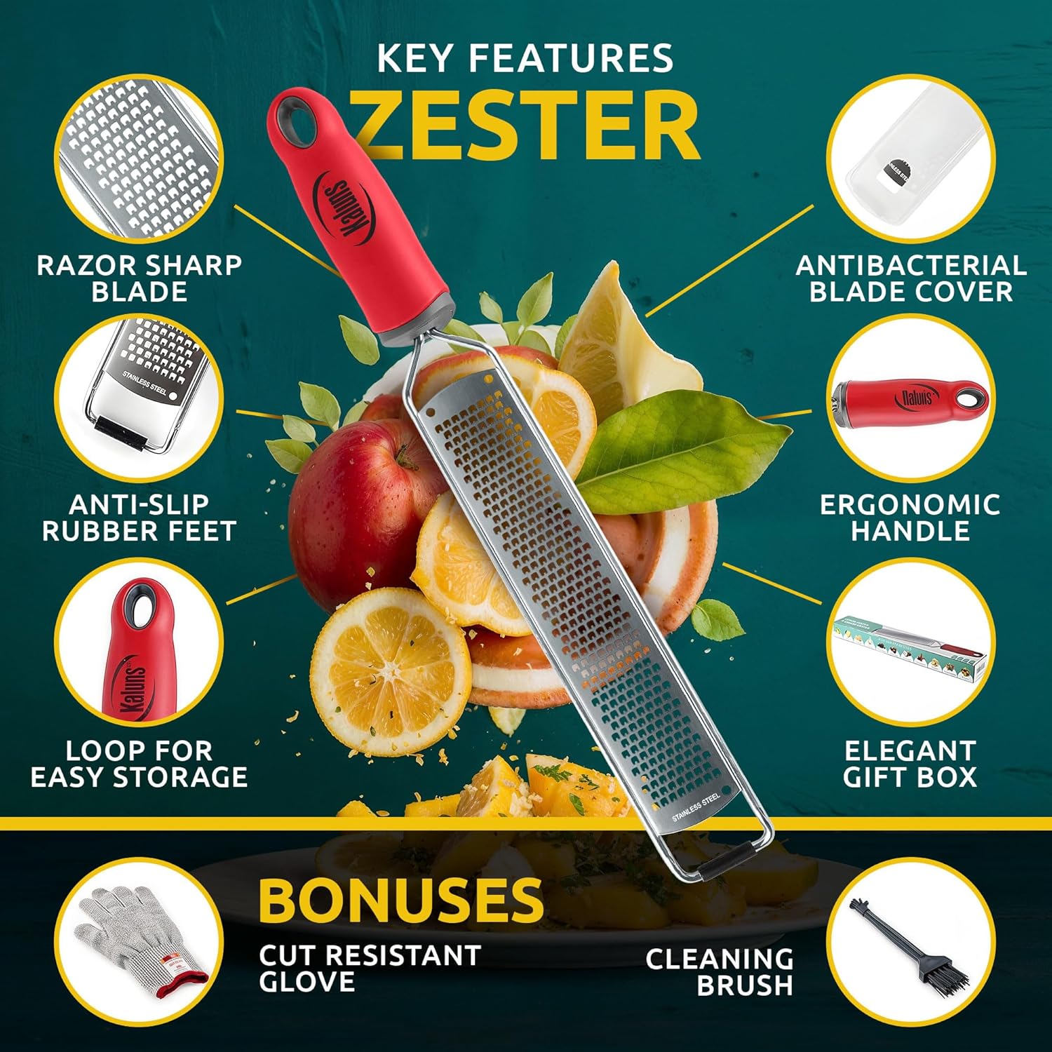 Lemon Zester Parmesan Grater Set with Stainless Steel Blades