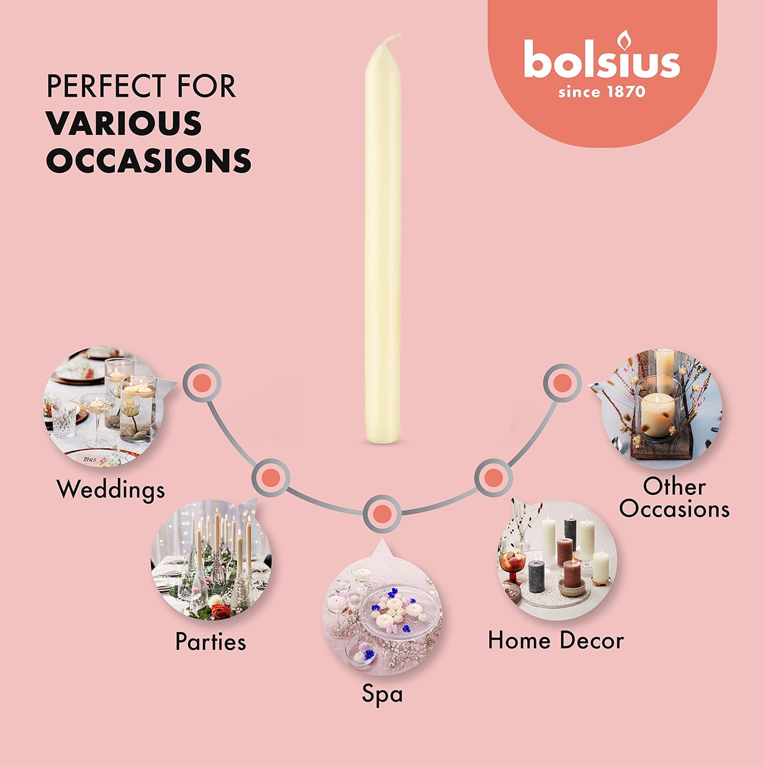 BOLSIUS Ivory Dinner Candles - Set of 10 9-Inch Unscented Durable Candles