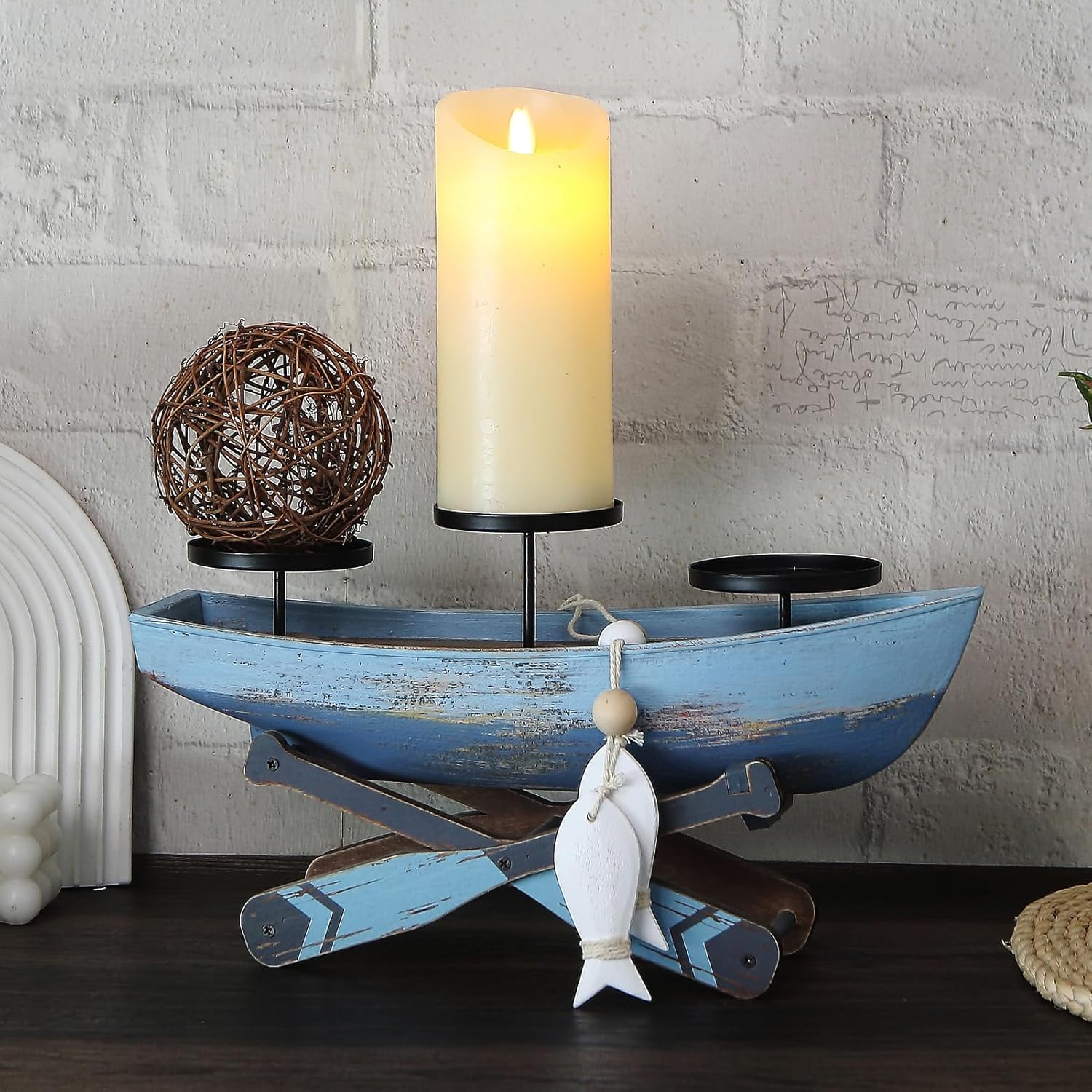 Nauti Boat Candle Holder Decor