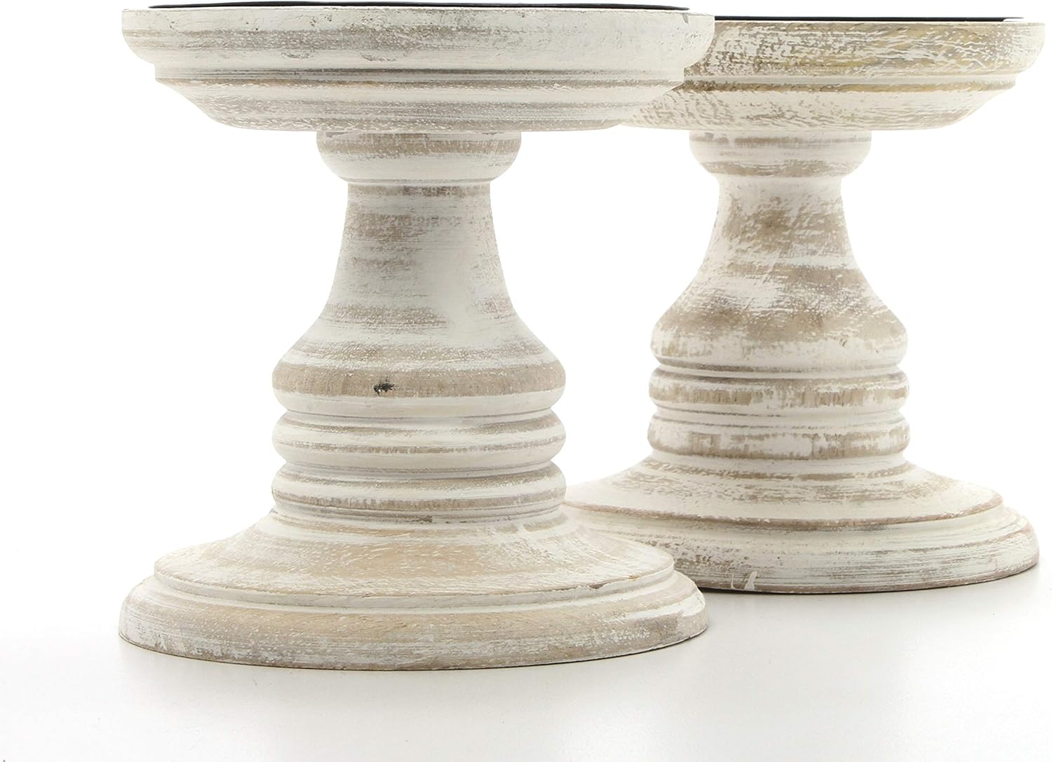 Hosleys 2-Piece White Wood Pillar Holders - Aromatherapy Wedding Gift Set