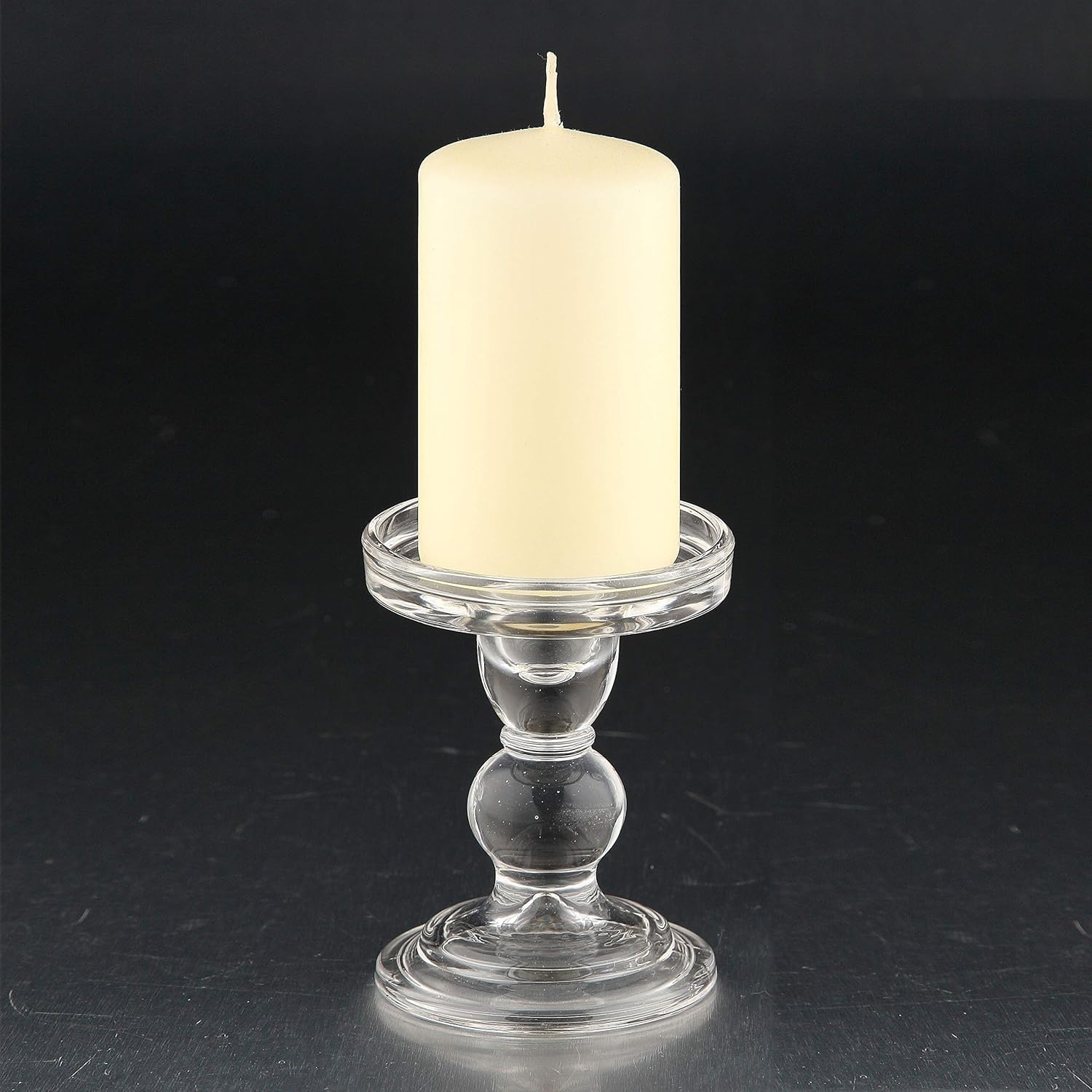 CC Home Furnishings 45 Clear Glass Pillar Candle Holder