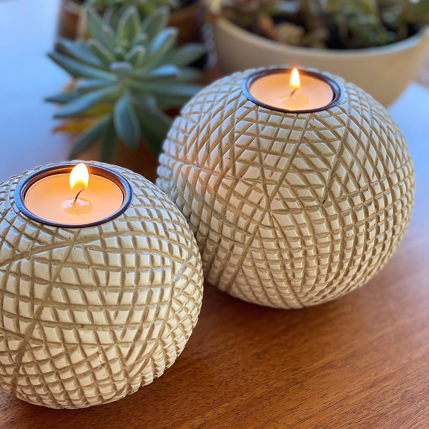 Huey House Luca Orb Candle Holders Gift Box Set of 2 1
