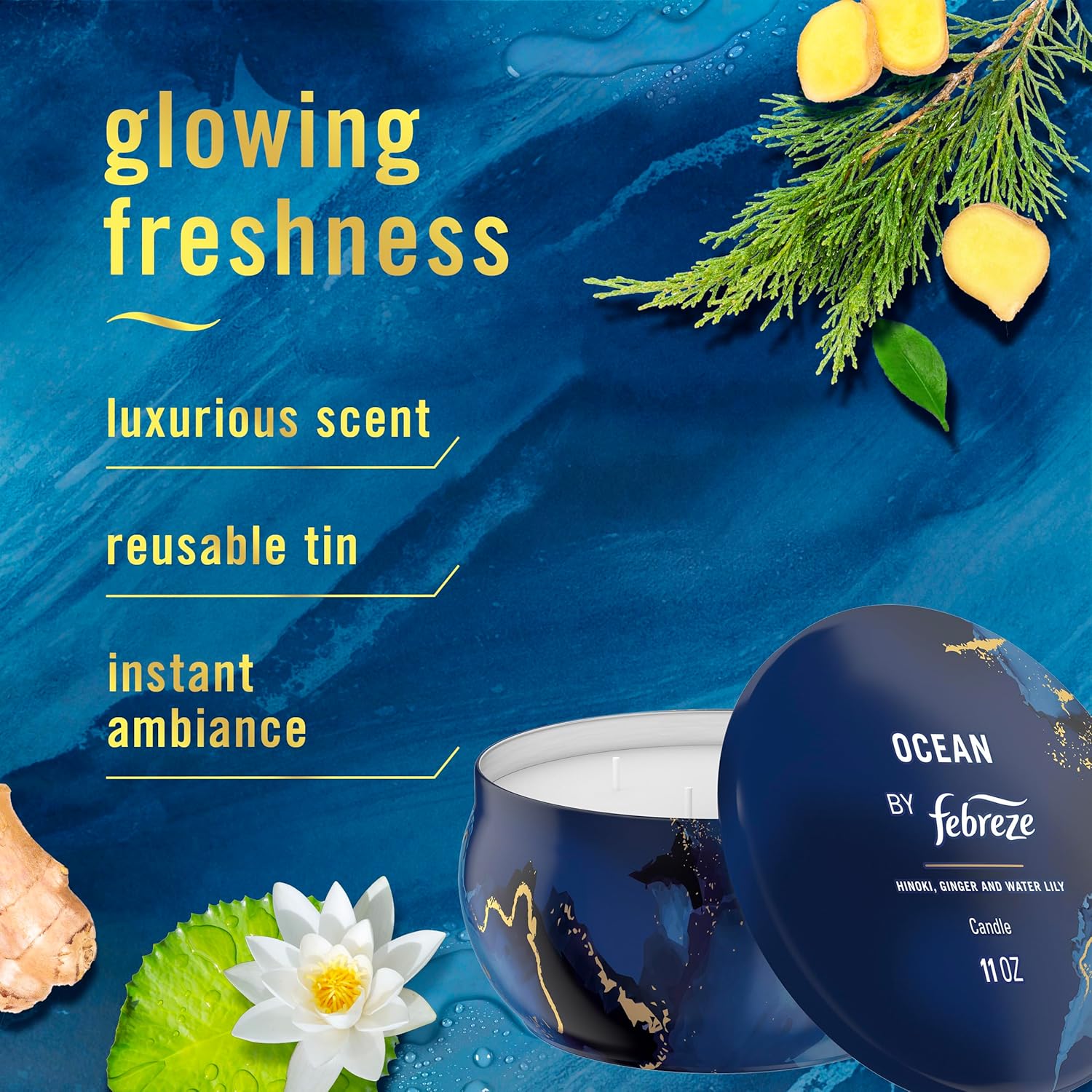 Fresh Ocean Scent Candle 11 oz Wicks Included
