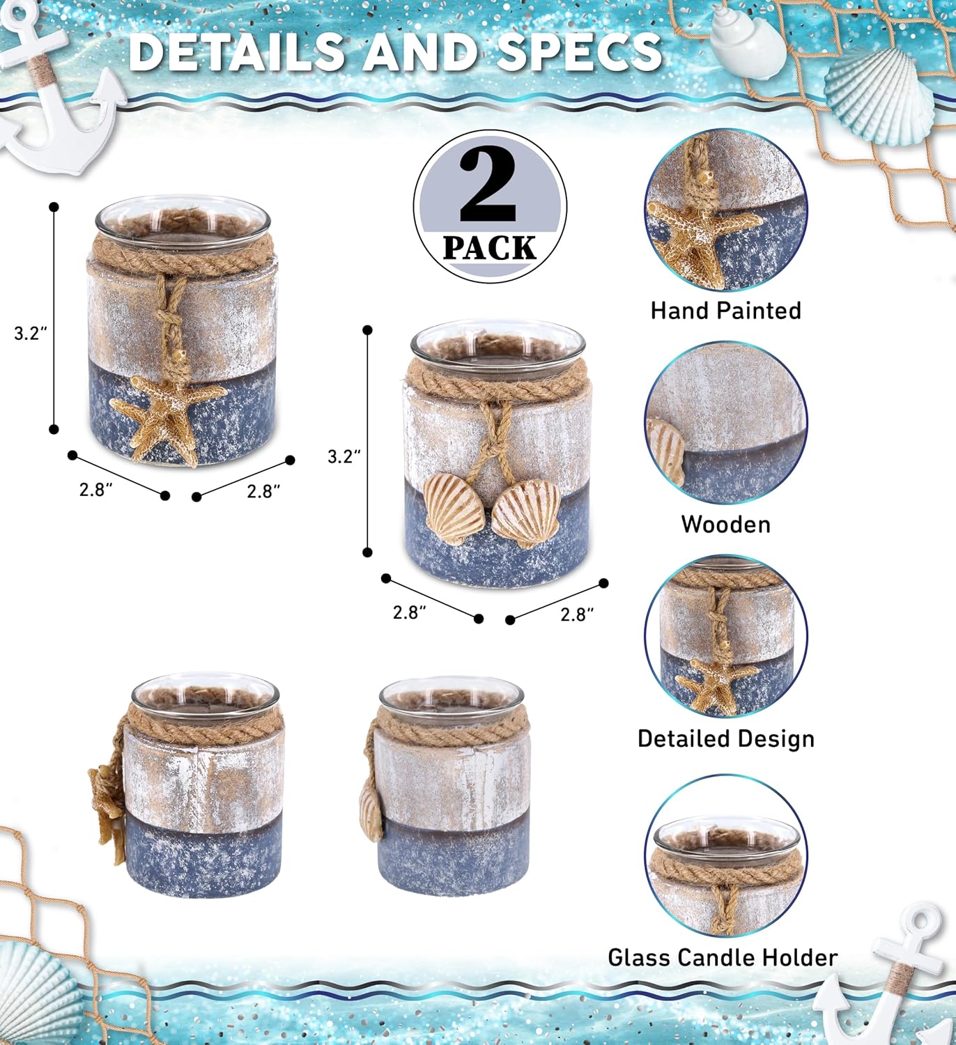 CoTa Global Silver Sea Starfish Seashell Candle Holders