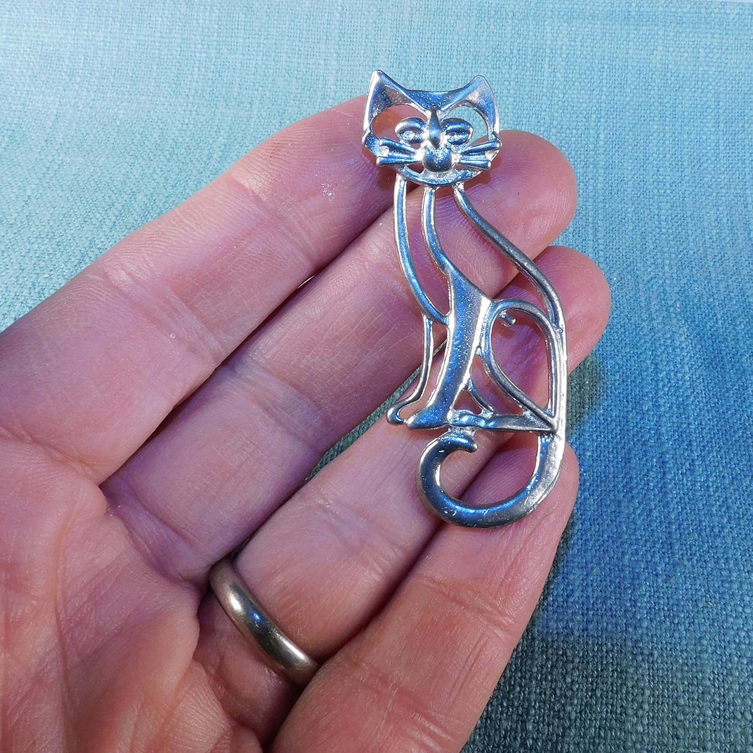 Cat Lends a Hand Fine Pewter Set of 3 Candle Pins