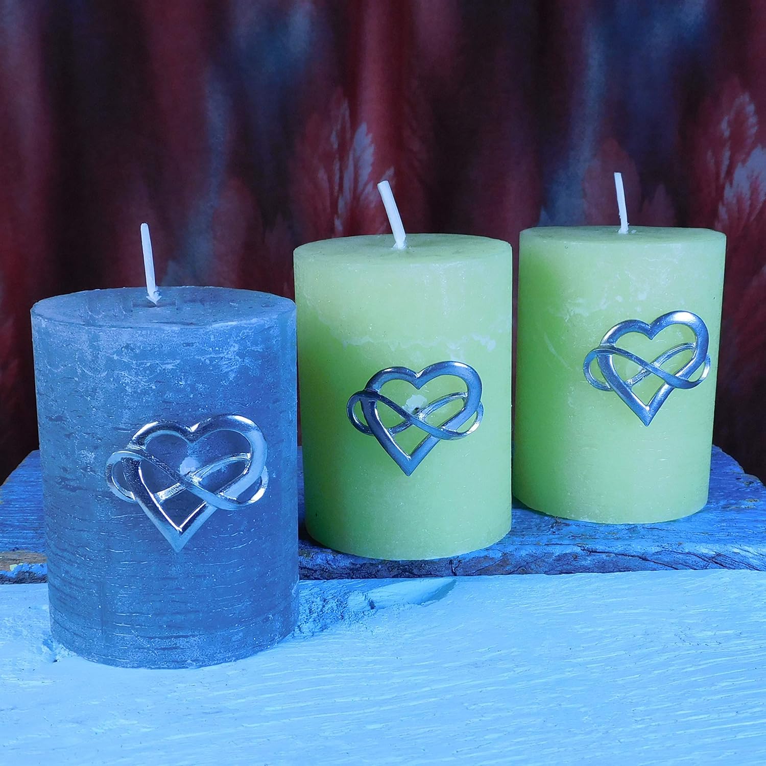 3 Set Infinity Heart Candle Pins in Fine Pewter
