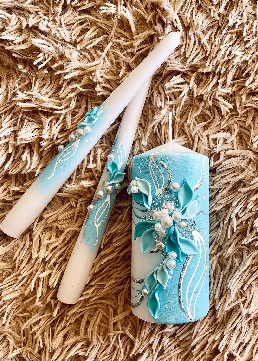 Turquoise Candle Set for Weddings